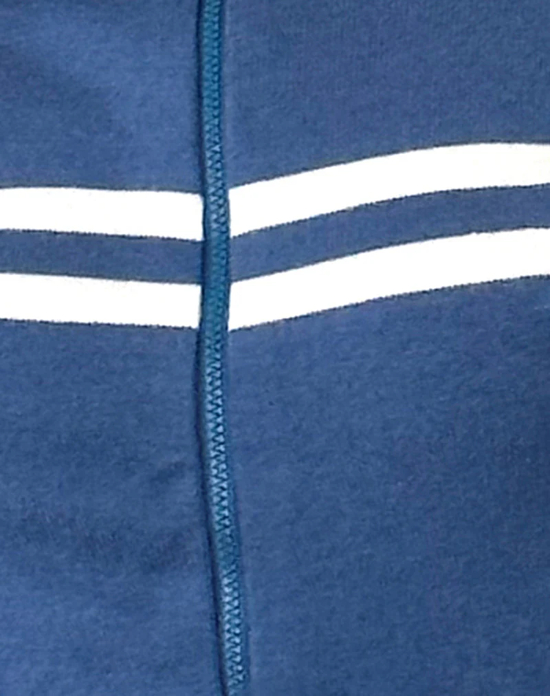 Talisa Sportliche Zip durch Jacke In Marine mit Elfenbein Streifen - Image 6