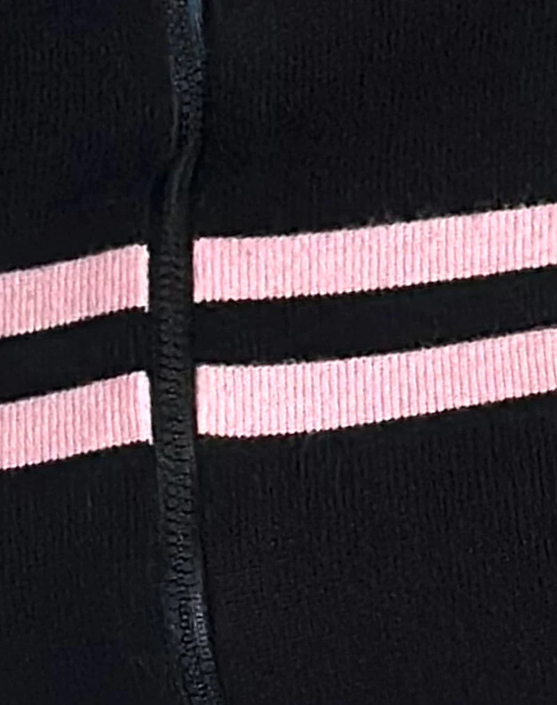 Talisa Zip Through Jacke in Schwarz mit rosa Streifen - Image 5
