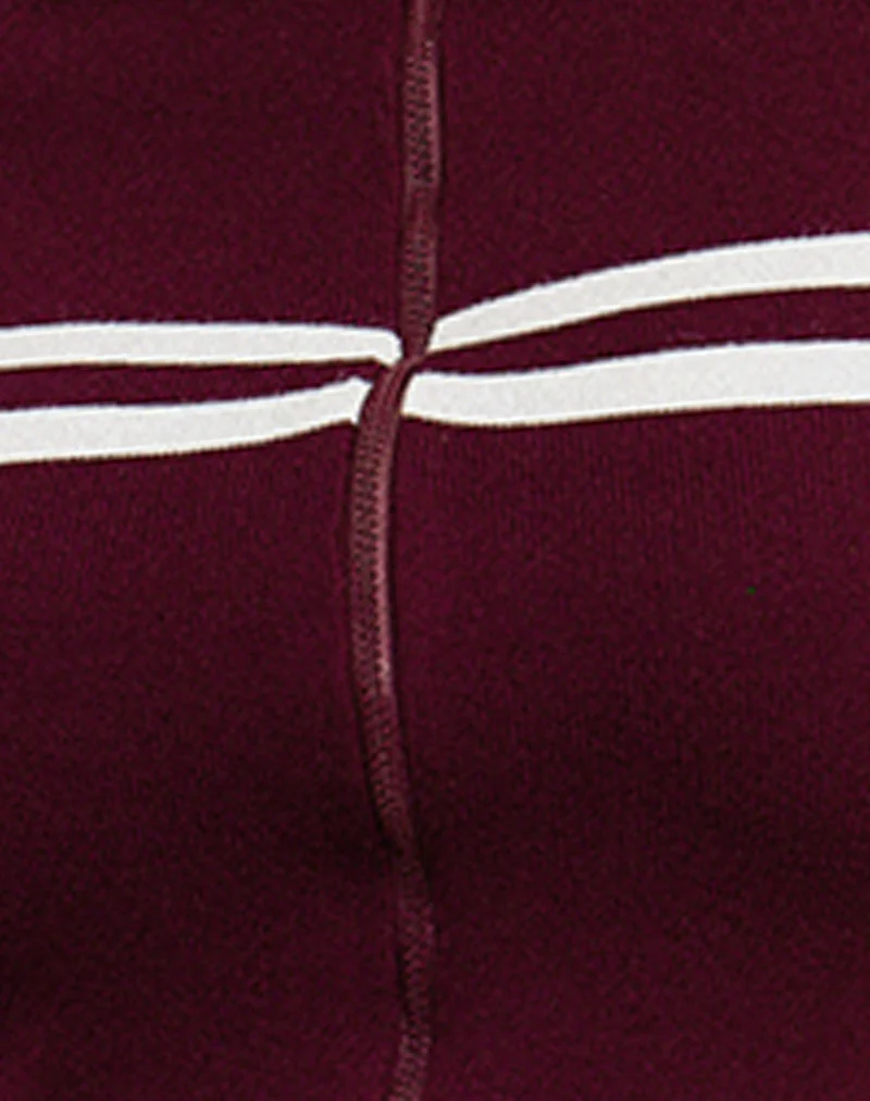 Talisa Jacke mit Reißverschluss in Kastanienbraun mit weißen Streifen - Image 6