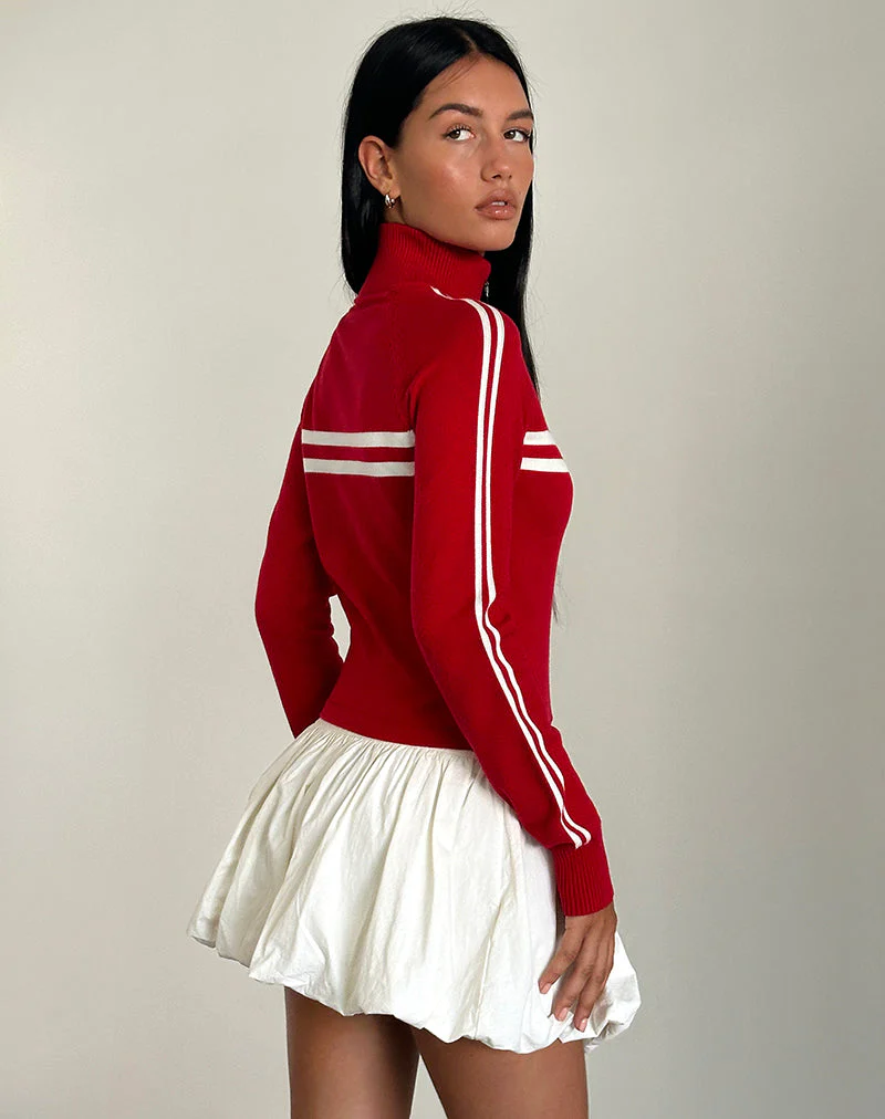 Talisa Zip Through Jacke in Rot mit weißen Streifen - Image 4