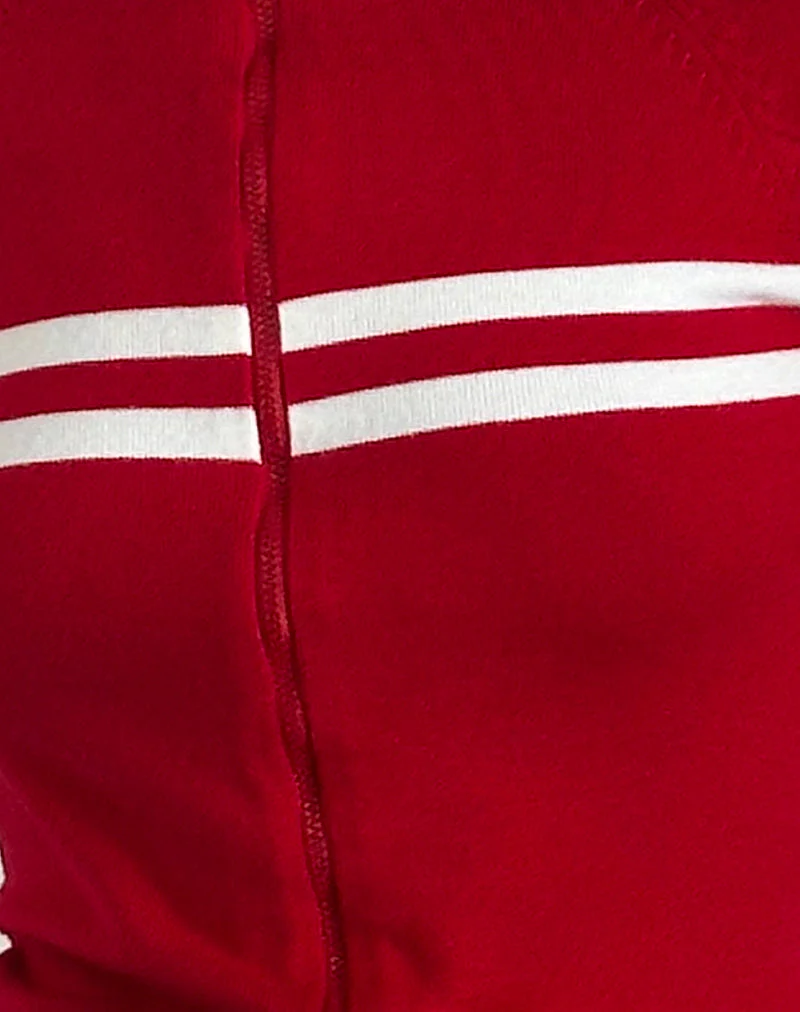Talisa Zip Through Jacke in Rot mit weißen Streifen - Image 5