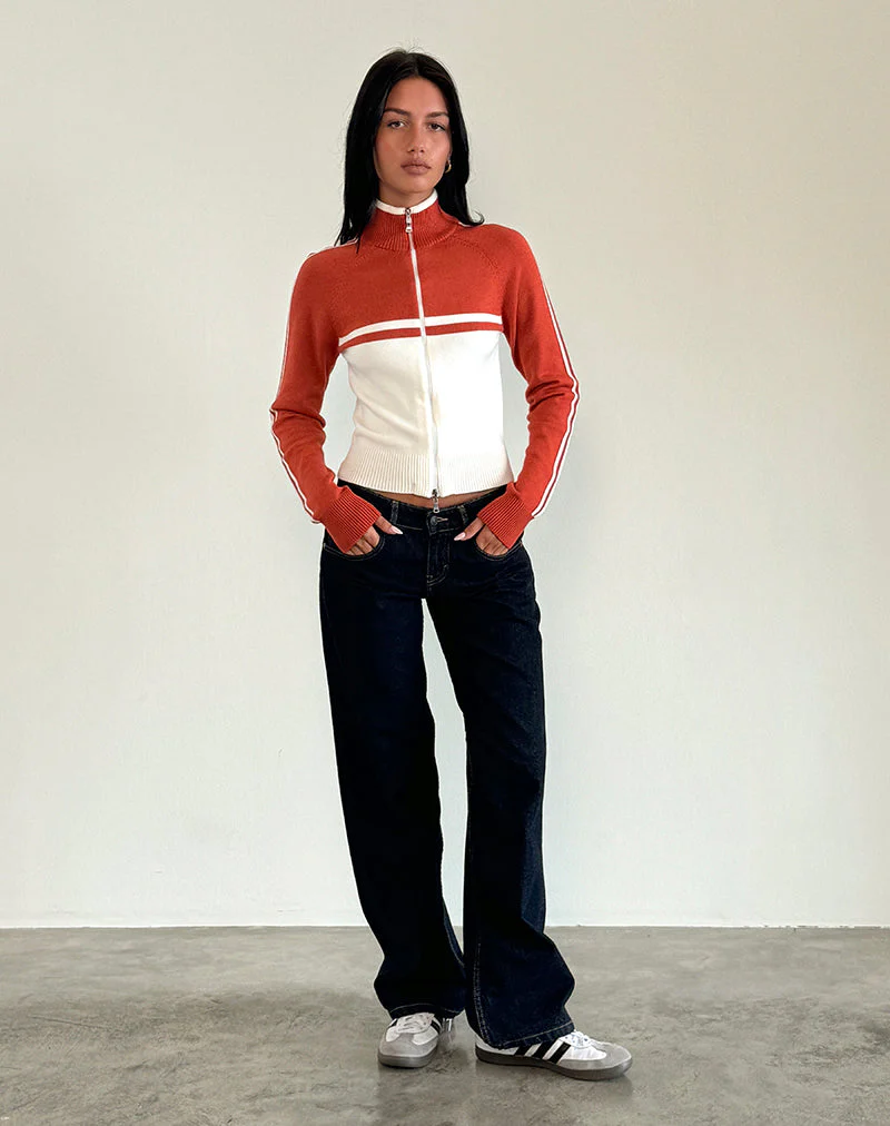Talya Jacke in Panel Rot mit Weiß - Image 4