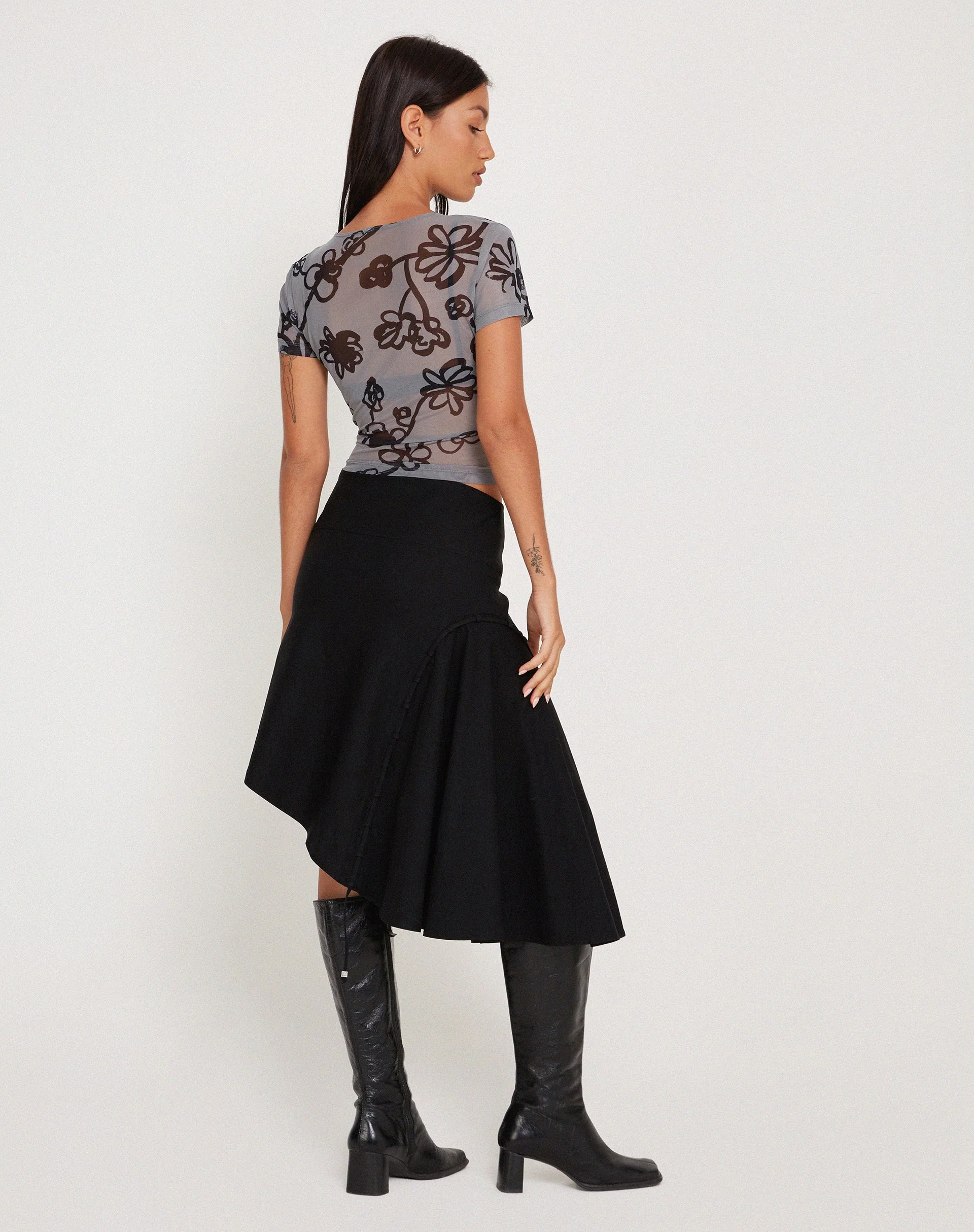Tamara Top aus Mesh Doodle Flower Grau - Image 5