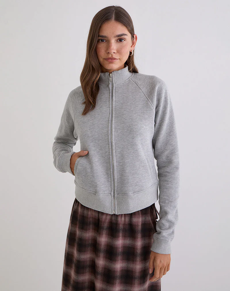 Tamayo Zip-Rollkragenpullover in Grau meliert