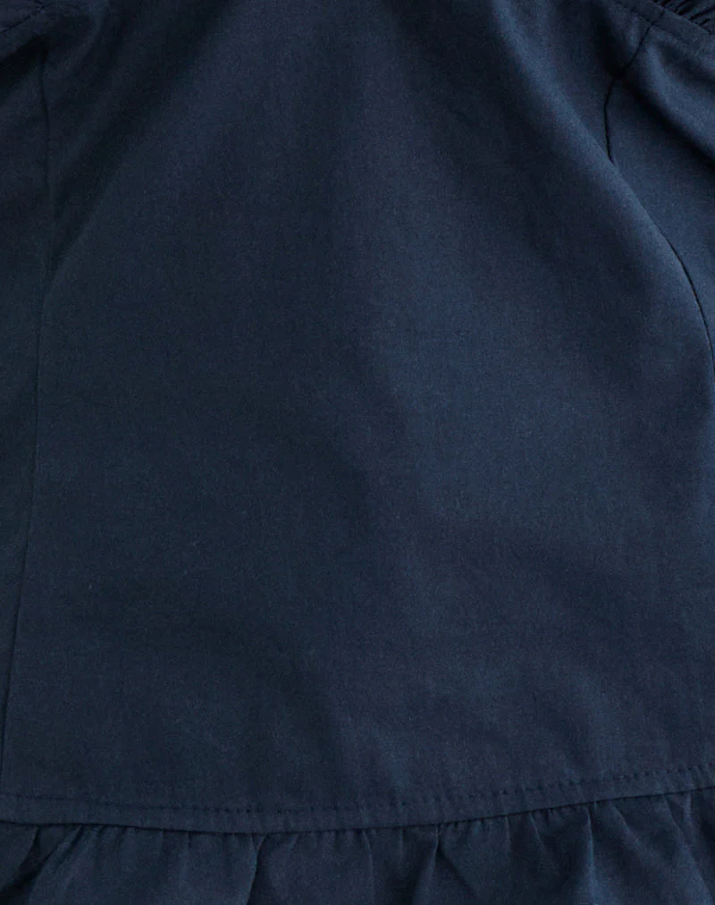 Tamzen Halterneck Top in Dark Navy with Frill Hem - Image 5