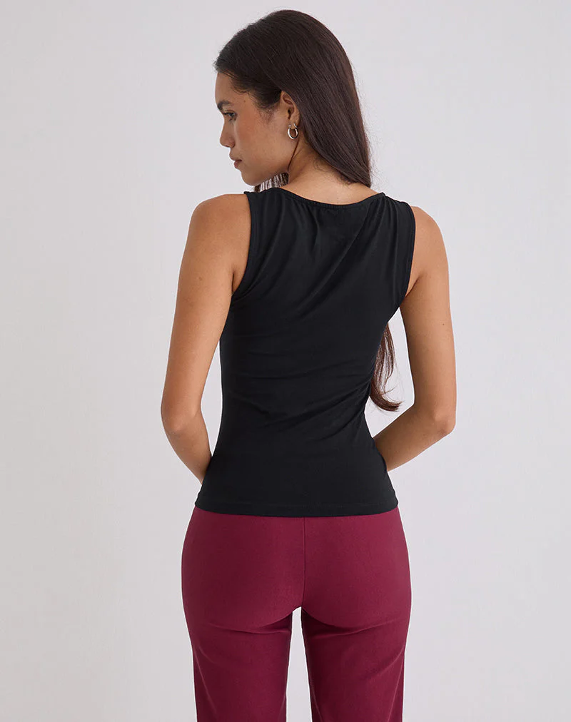 Tanzy Tie Top aus Jersey, schwarz - Image 3
