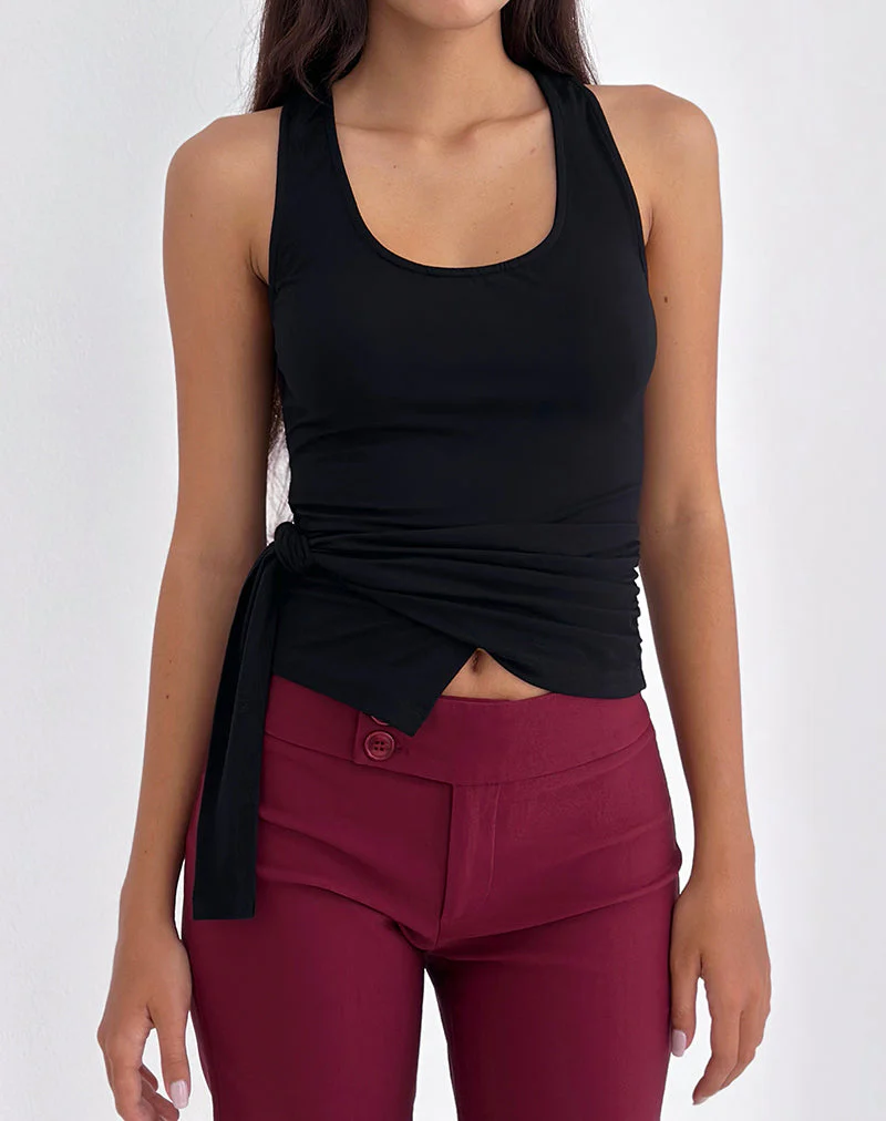 Tanzy Tie Top aus Jersey, schwarz - Image 4