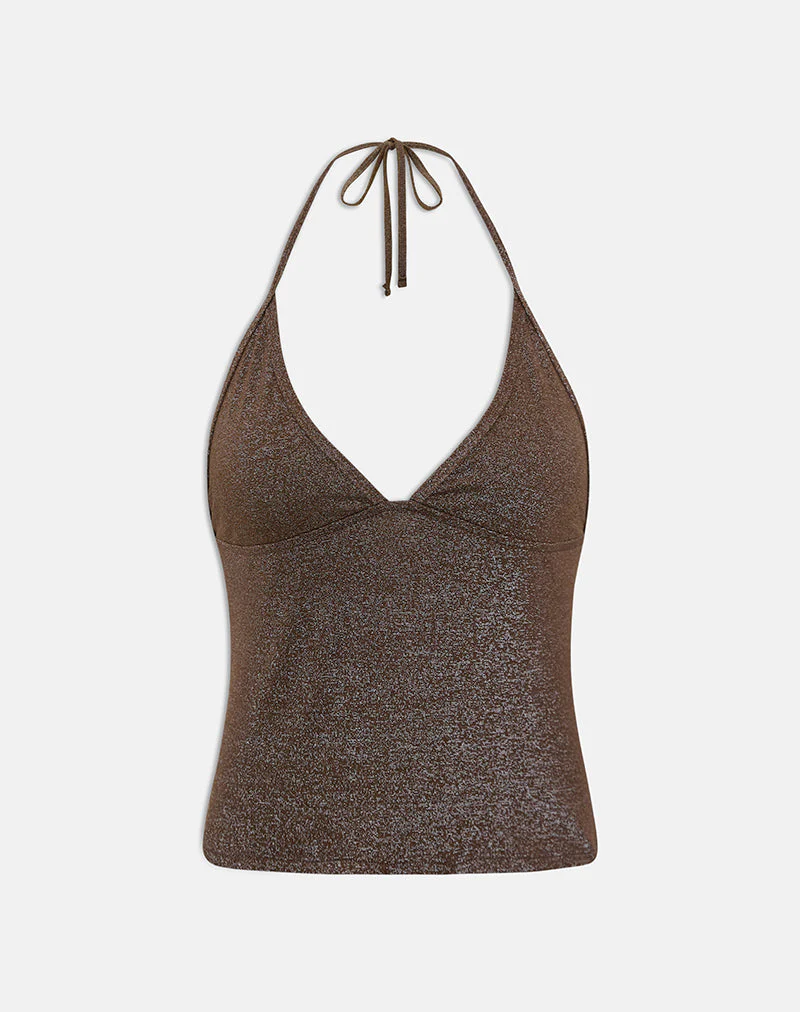 Tarikh Schwimm-Tanktop in schimmerndem Braun - Image 4