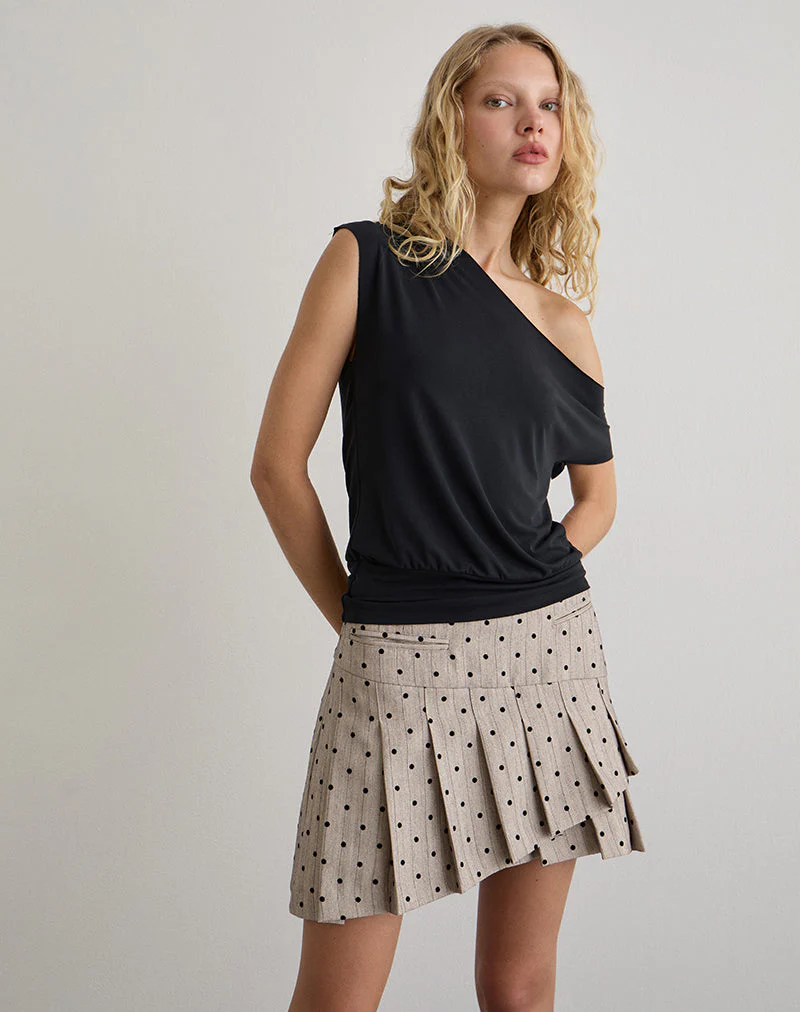 Tarja Minirock in Beige mit Polka-Nadelstreifen - Image 3