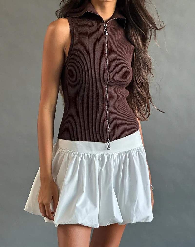Tarni Highneck Fold Over Tank Top in Braun - Image 4