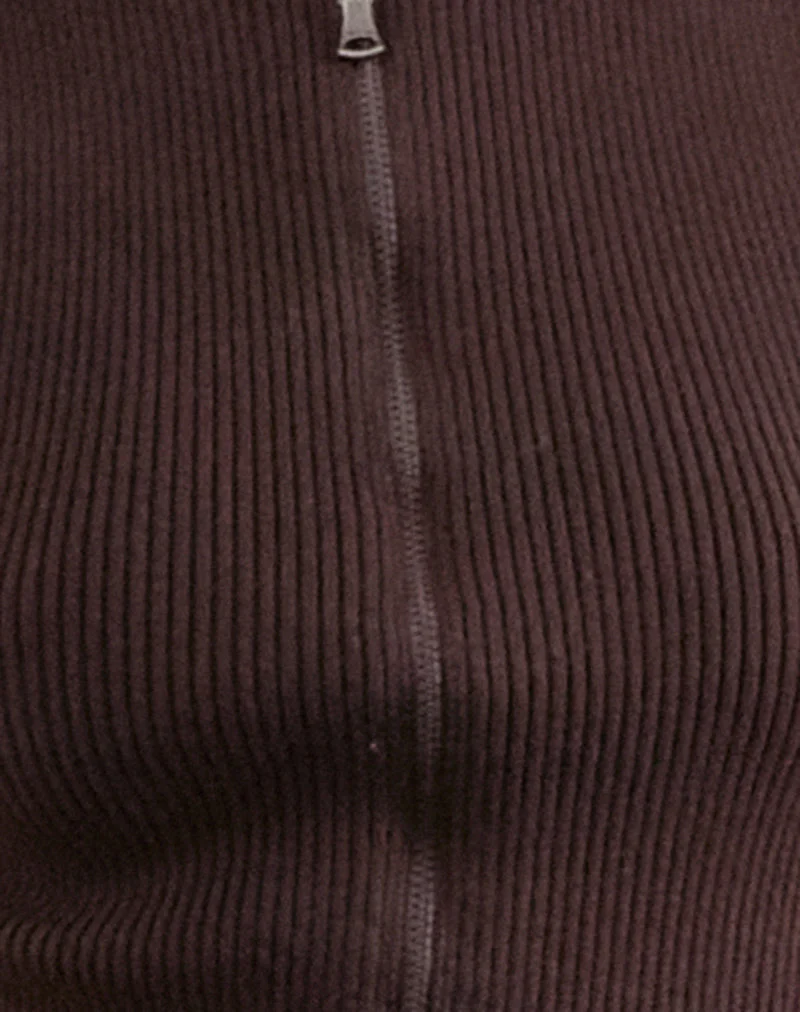 Tarni Highneck Fold Over Tank Top in Braun - Image 5