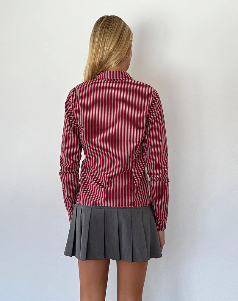 Tarsi Gestreiftes Hemd in Maroon Streifen - Image 4