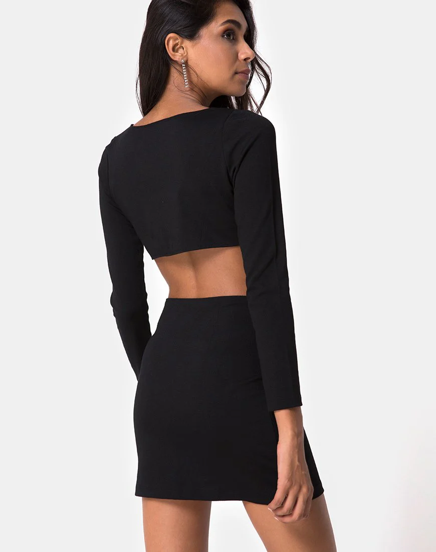 Tashi Bodycon Kleid in Schwarz mit Diamantenring Schwarz - Image 2