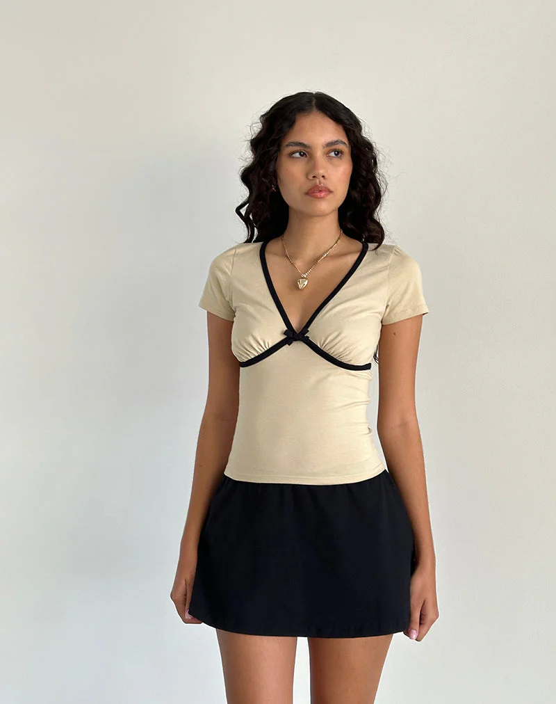 Tasina Top in Kokosnussmilch mit schwarzer Bindung - Image 3
