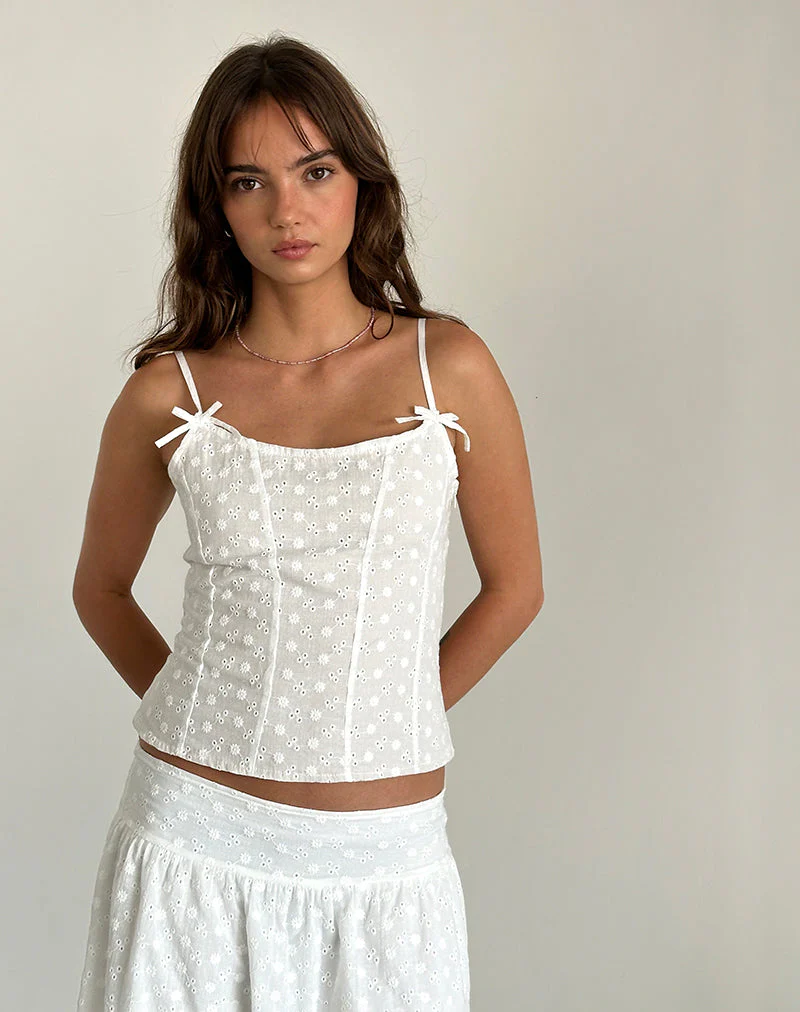 Tasma Korsett-Top aus gewebter Broderie Weiß - Image 3