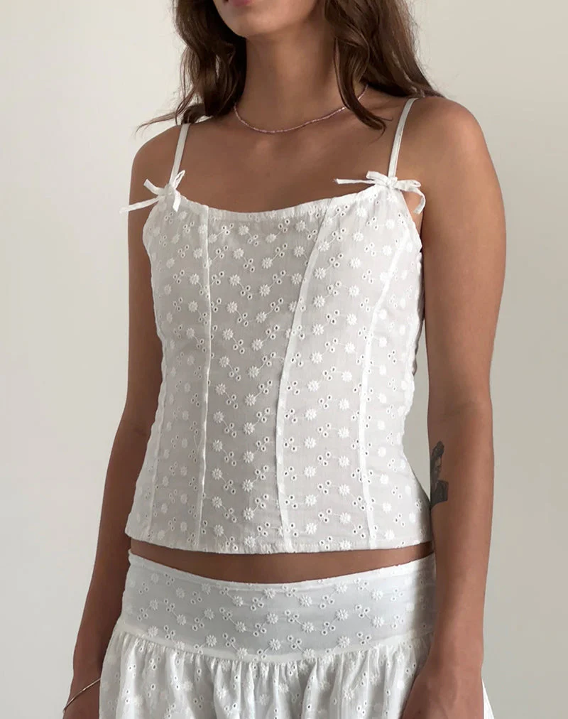 Tasma Korsett-Top aus gewebter Broderie Weiß - Image 6