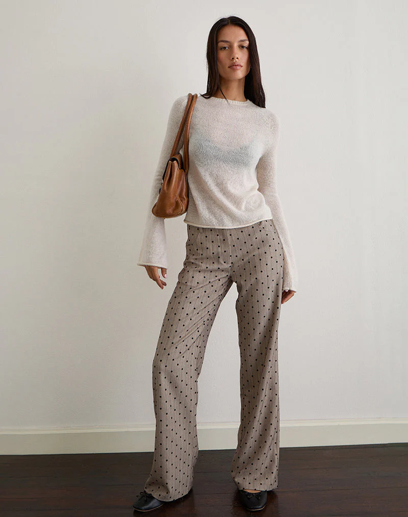 Tatina-Hose in Beige mit Polka-Nadelstreifen