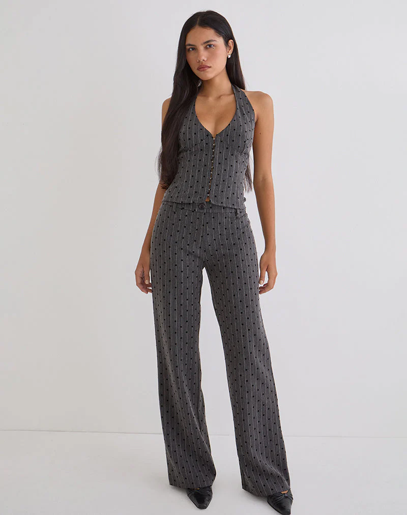 Tatina Hose in Anthrazit mit Polka-Nadelstreifen