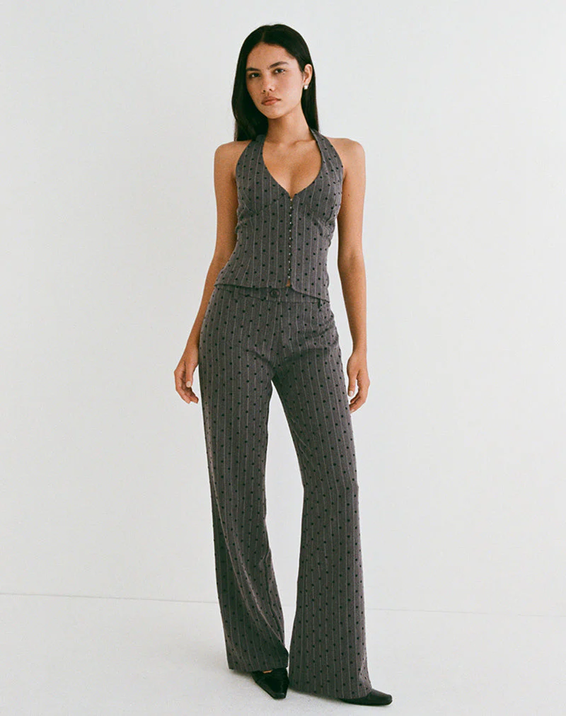 Tatina Hose in Anthrazit mit Polka-Nadelstreifen - Image 3