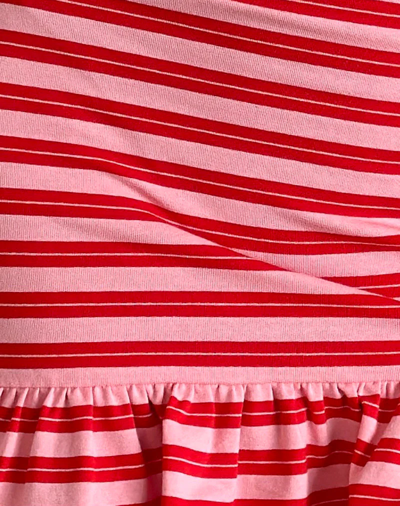 Tav Mini Jersey-Kleid in gestreiftem Rosa und Rot - Image 6