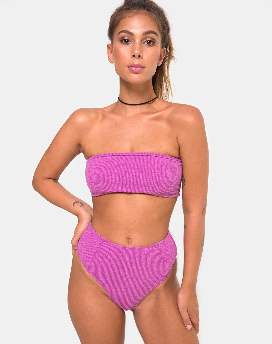 Taya Bikini-Unterteil in Crinkle Rib Violett - Image 3