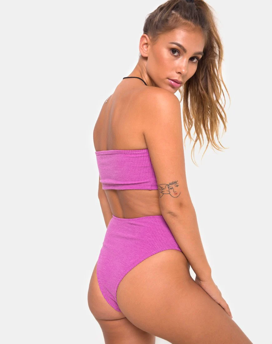 Taya Bikini-Unterteil in Crinkle Rib Violett - Image 4