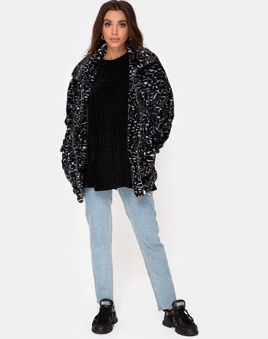 Teddybär Pelzmantel in Schwarz Leopard - Image 3