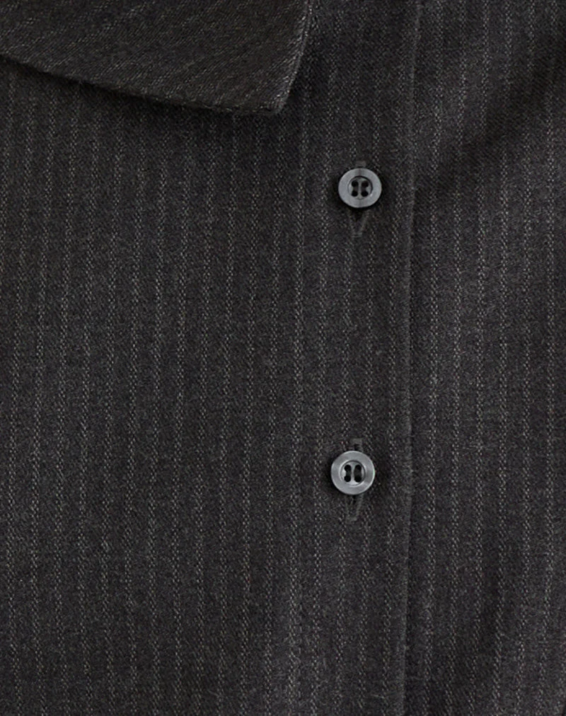 Telese asymmetrisches Hemd in Dunkelgrau mit Nadelstreifen - Image 7