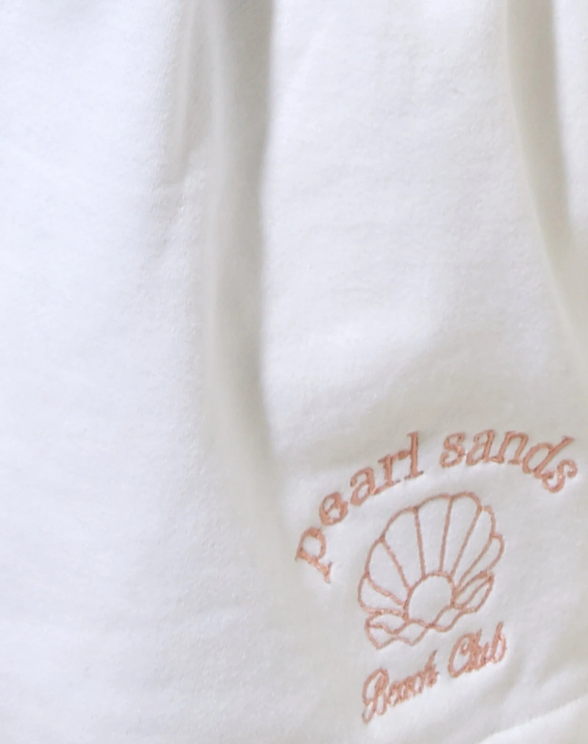 Frottee-Short in Weiß Perlsand Stickerei - Image 6