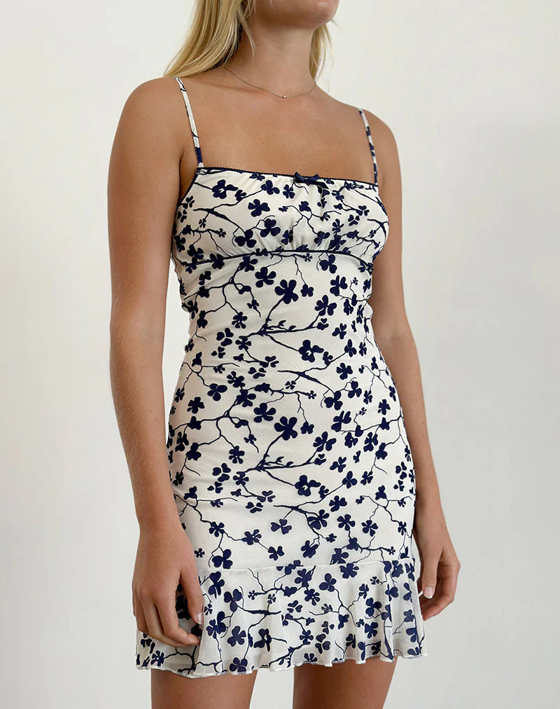 Tery Minikleid in Grunge Floral Flock Creme - Image 2