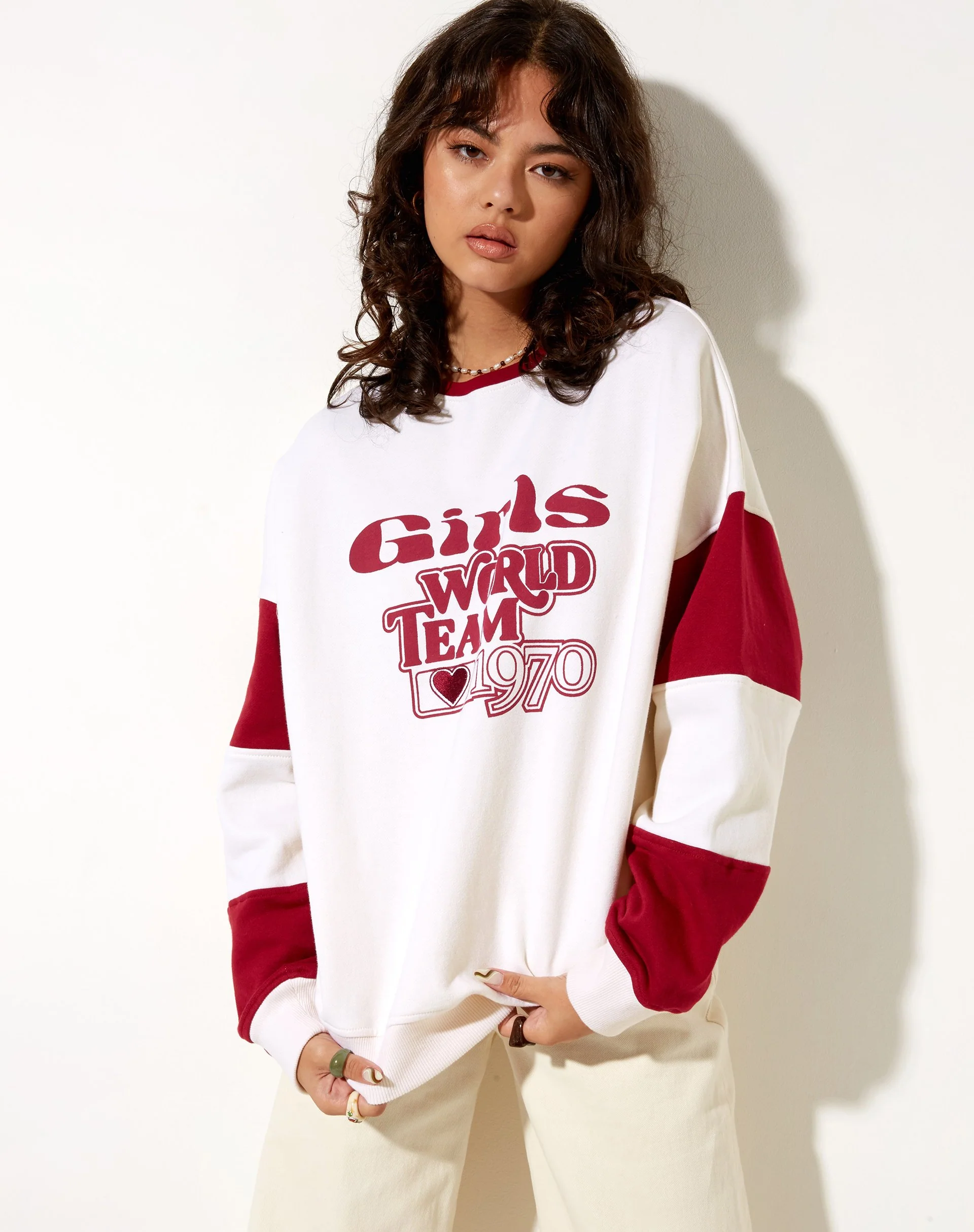 Tetty Sweatshirt in Elfenbeinrot Adrenaline Girls World Team