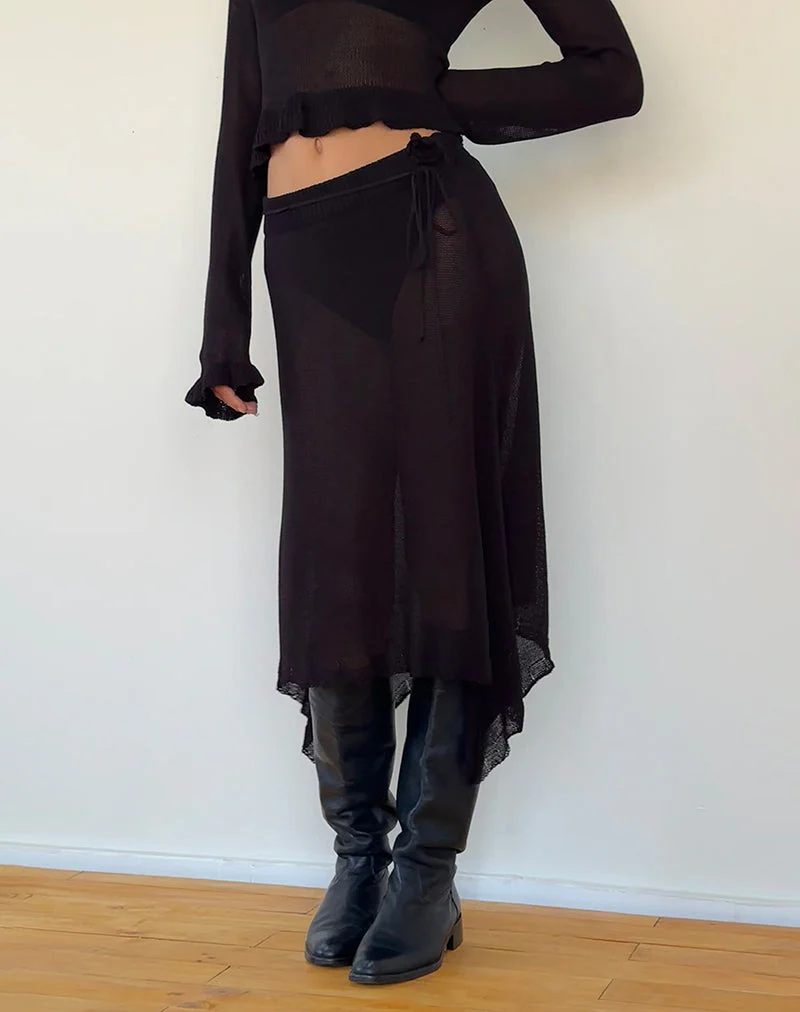 Tierra Midirock aus Feinstrick in Schwarz