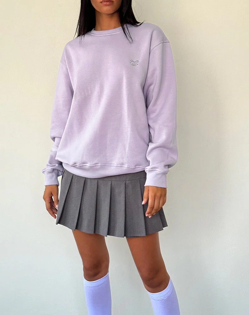 Tillie Pullover in Violett mit grauer Schleifenstickerei - Image 4