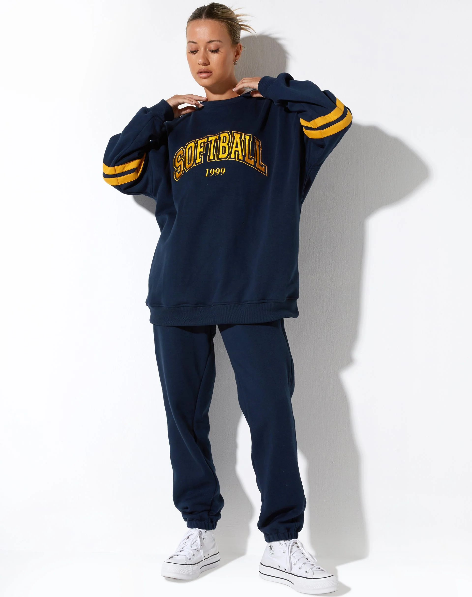 Tim Sweatshirt in Marineblau Citrus Streifen Fußball 1999 - Image 3