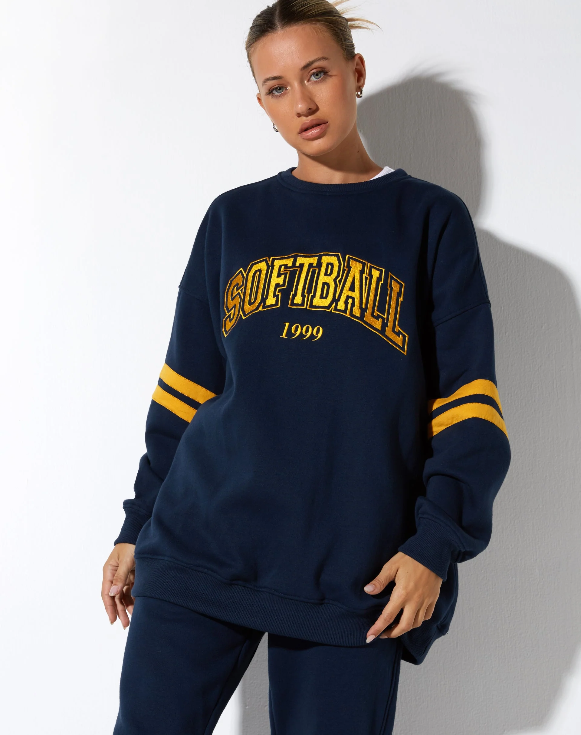Tim Sweatshirt in Marineblau Citrus Streifen Fußball 1999 - Image 5