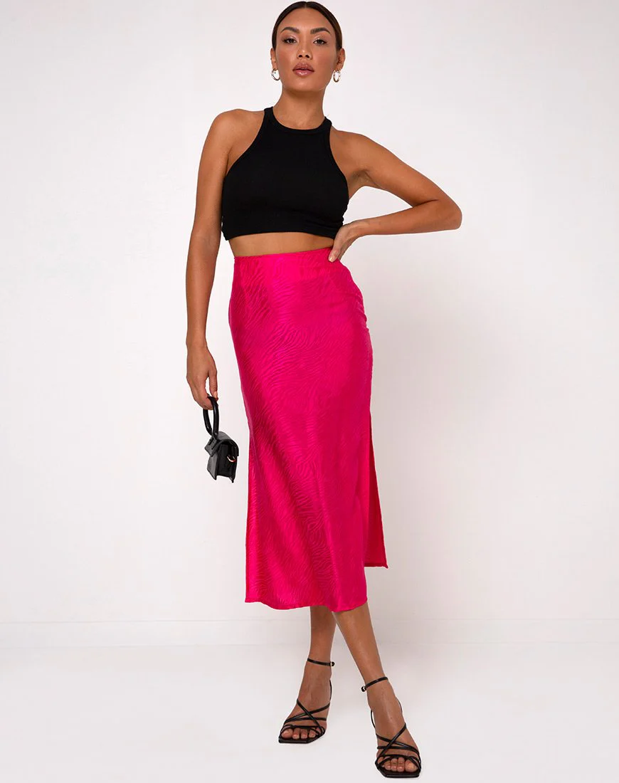 Tindra Midirock aus Satin Zebra Fuchsia - Image 3