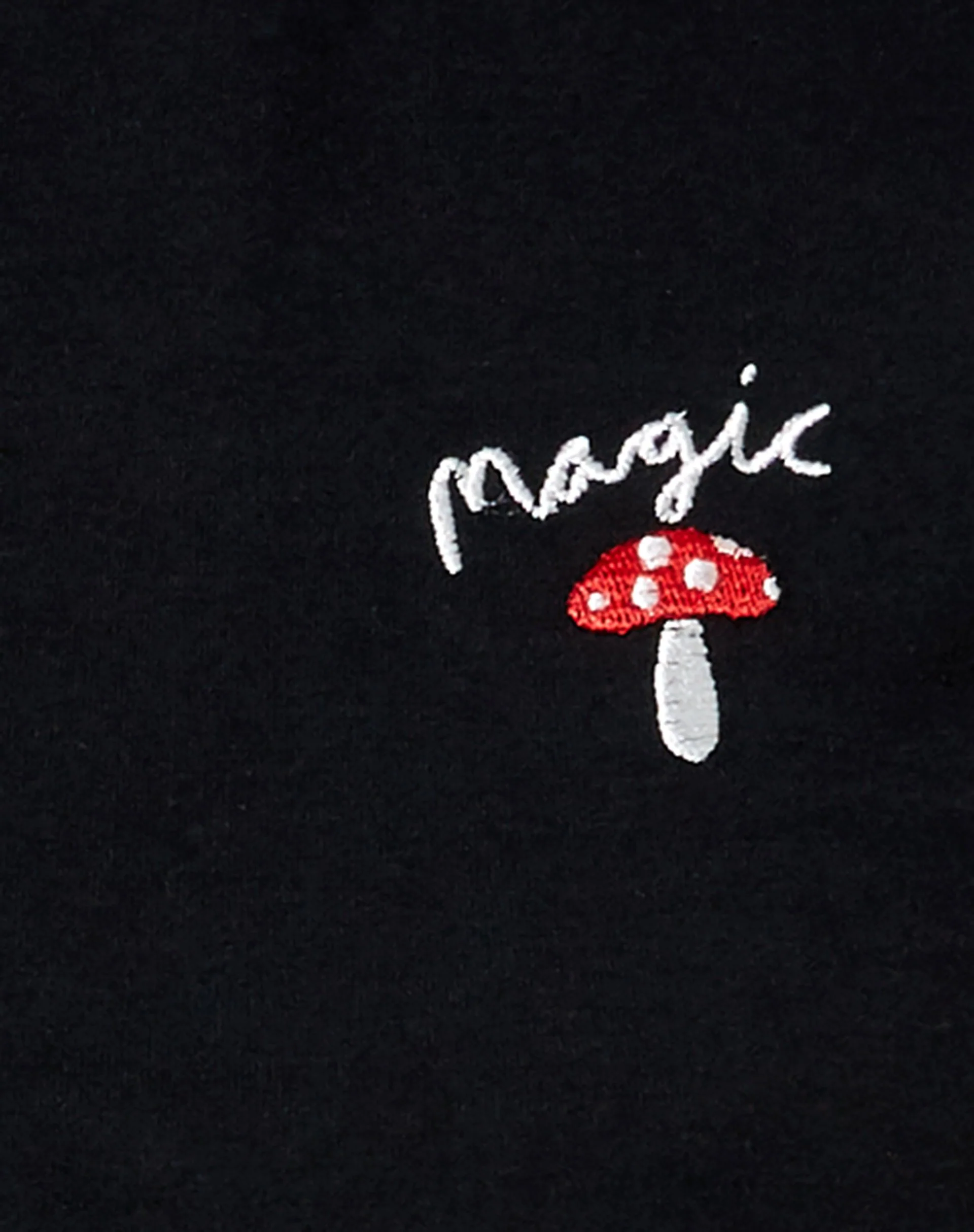 Tindy Crop in Schwarz mit roter Pilzstickerei - Image 5