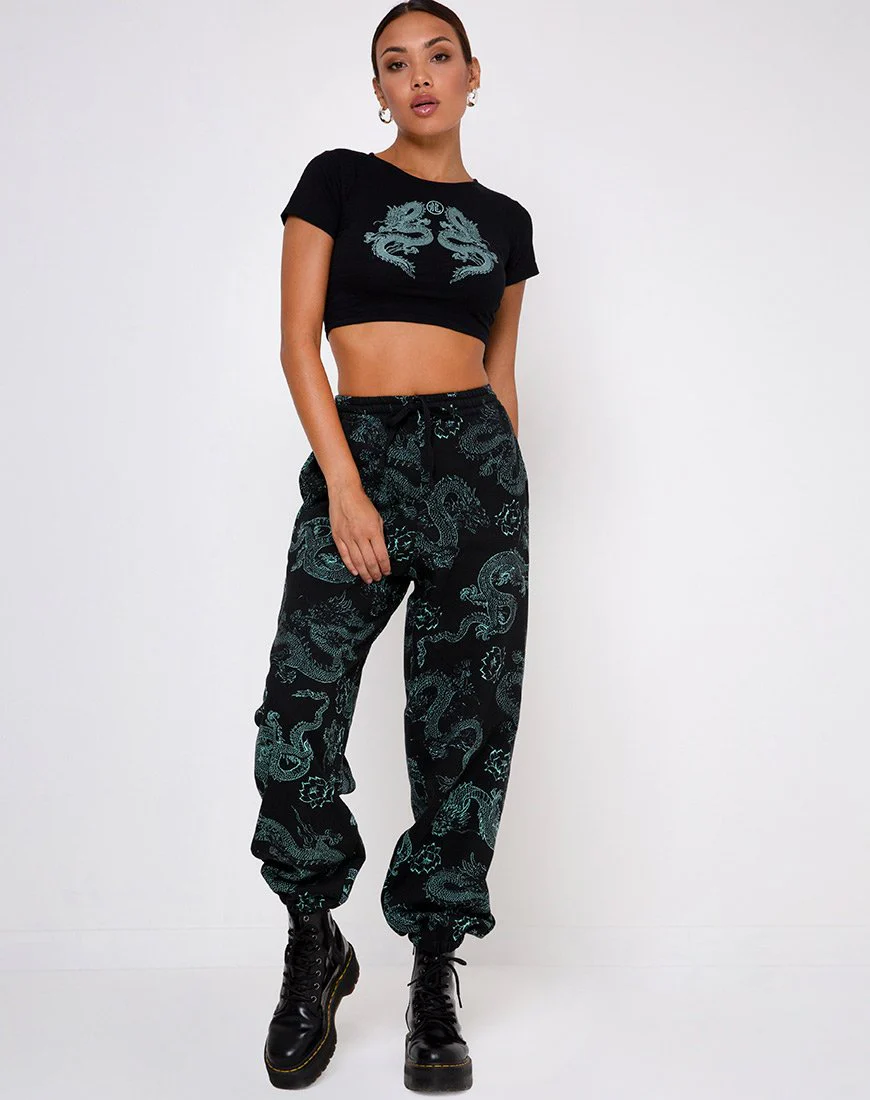 Tindy Top Dragon Flower Schwarz und Mint Platzierung - Image 4