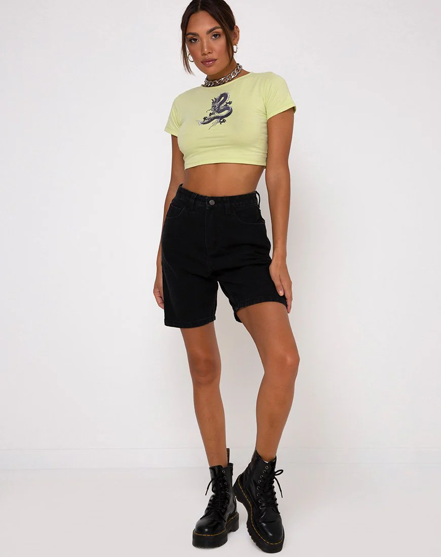 Tindy Crop Top in Pistazie Drachen Embro - Image 3