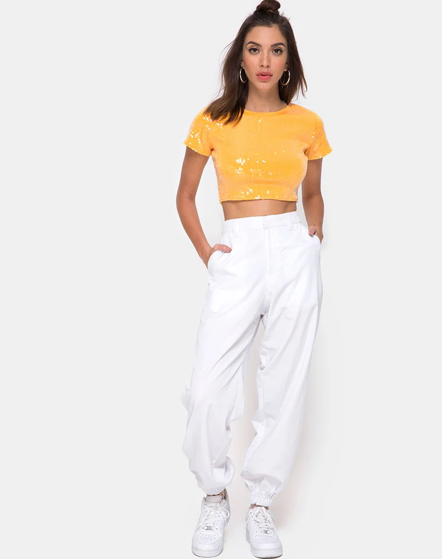 Tindy Crop Top in Mandarine mit transparentem Paillettenbesatz - Image 3
