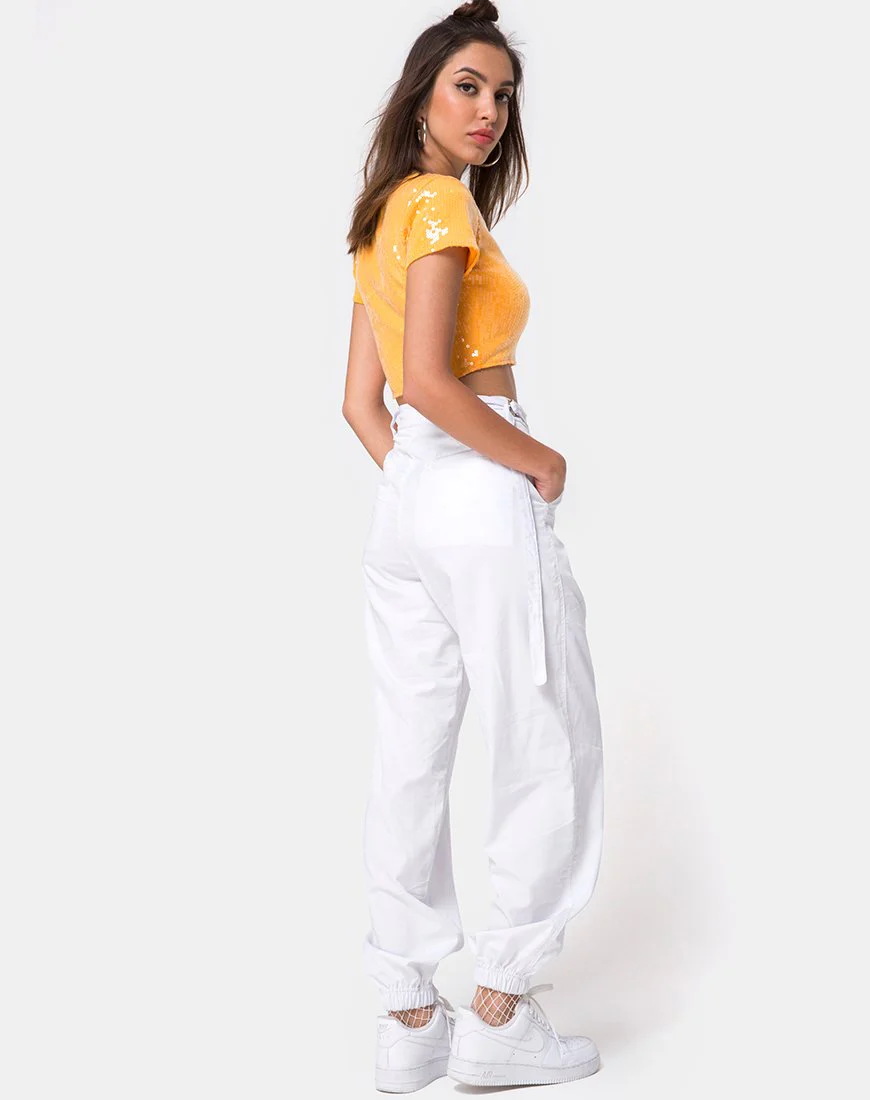Tindy Crop Top in Mandarine mit transparentem Paillettenbesatz - Image 4