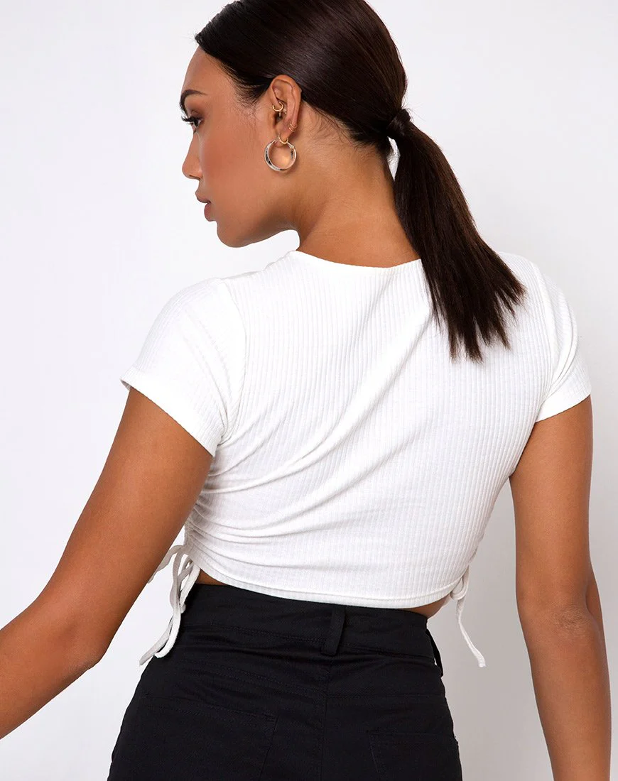 Tiner Crop Top in Rippe Elfenbein - Image 2