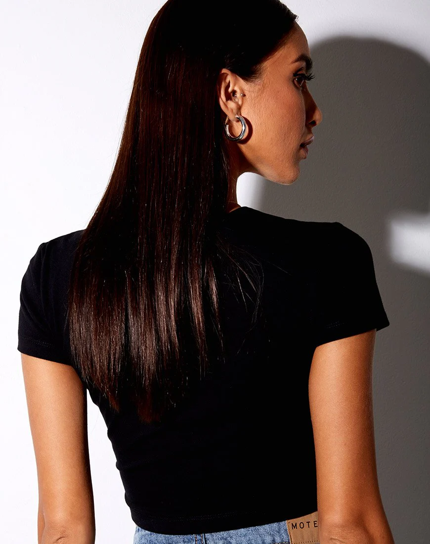 Tiney Crop Tee in Schwarz 'Aries' Diamante - Image 4