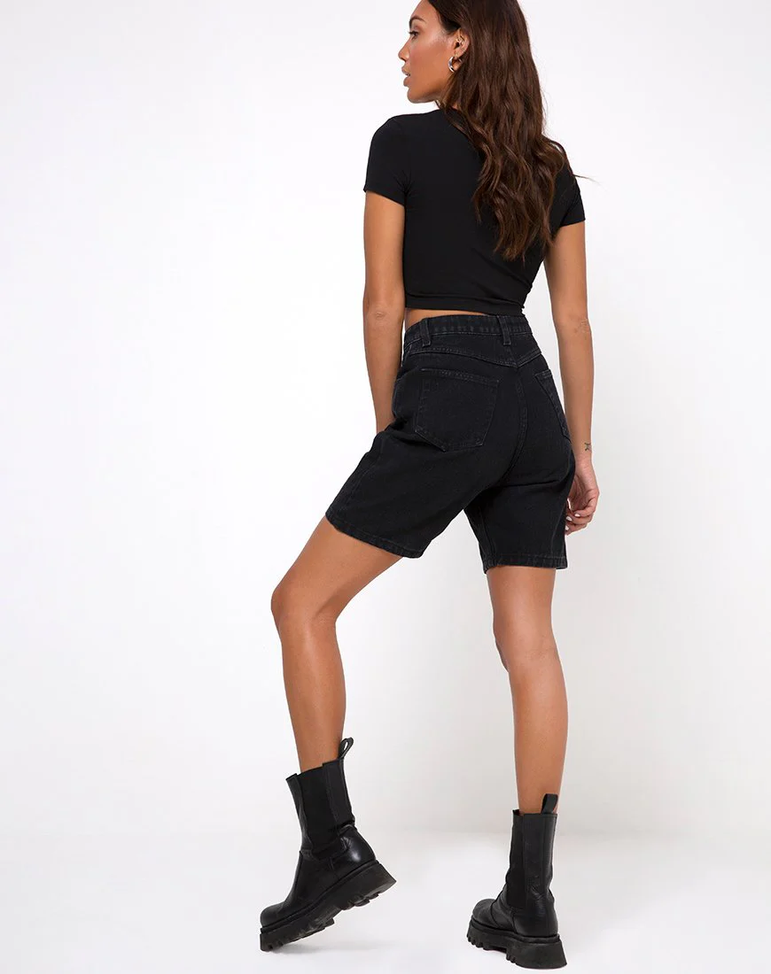 Tiney Crop Top Tee in Schwarz 'Capricorn' Diamante von Motel - Image 4