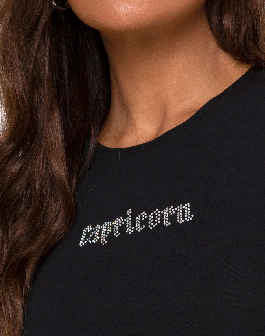 Tiney Crop Top Tee in Schwarz 'Capricorn' Diamante von Motel - Image 5