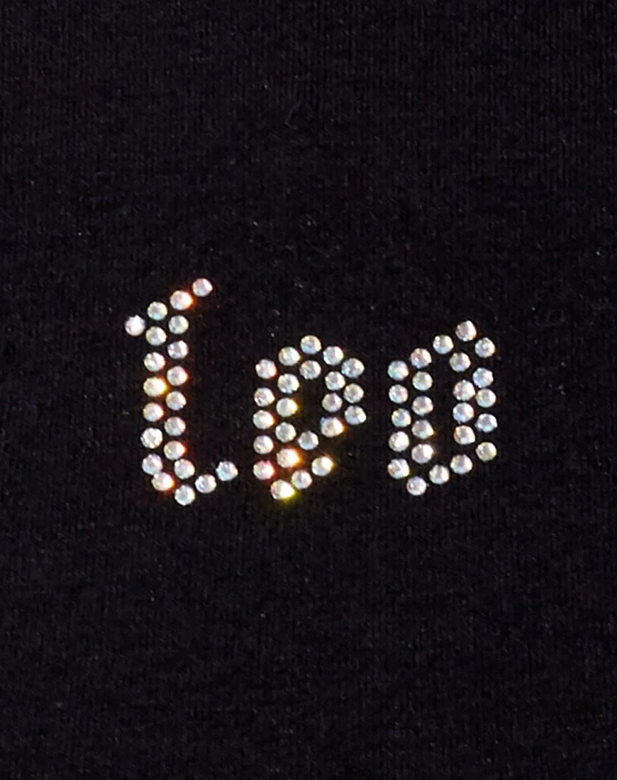 Tiney Crop Tee in Schwarz 'Leo' Diamante - Image 5