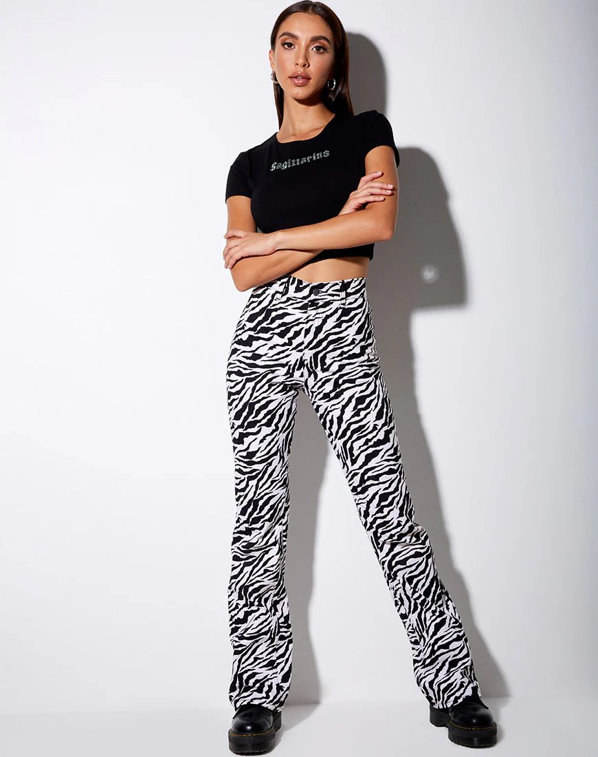 Tiney Crop Tee in Schwarz 'Sagittarius' mit Diamanten - Image 3