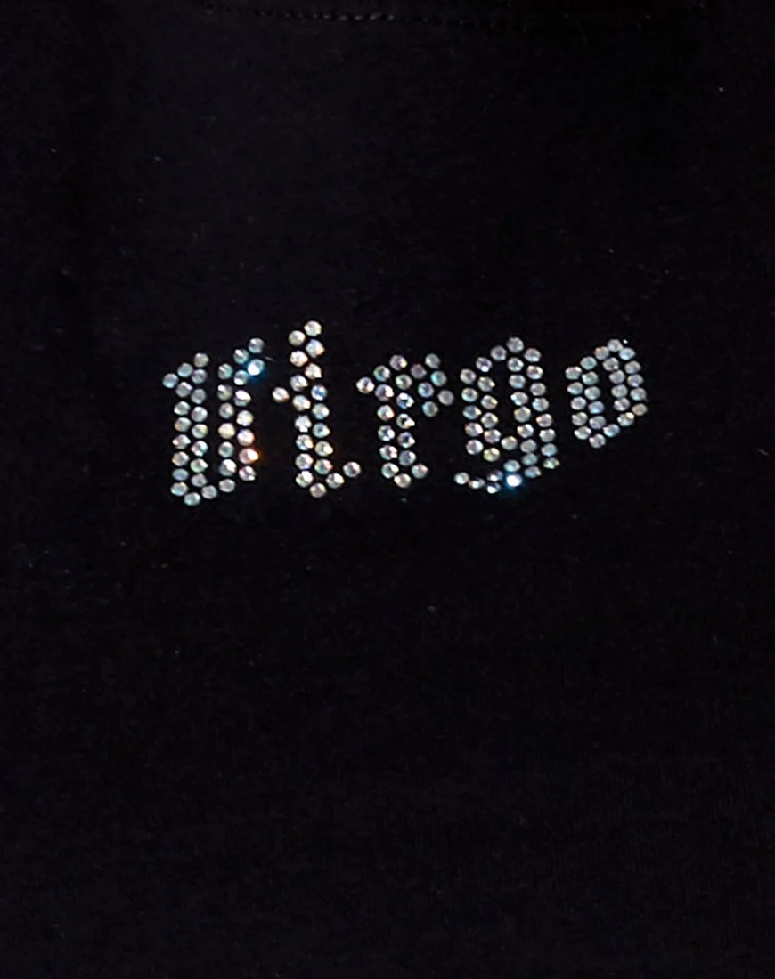 Tiney Crop Tee in Schwarz 'Virgo' Diamante - Image 5