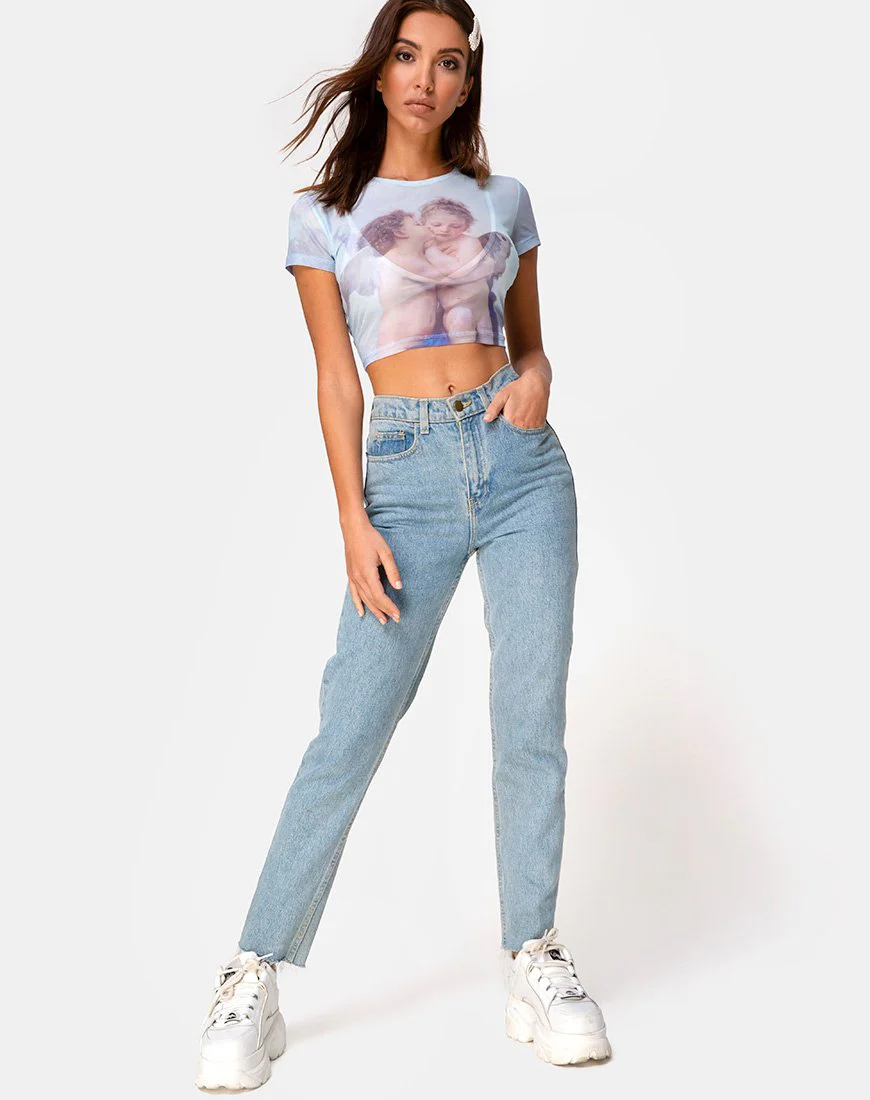 Tiney Crop Top Tee in Cherub Kiss Blau - Image 5