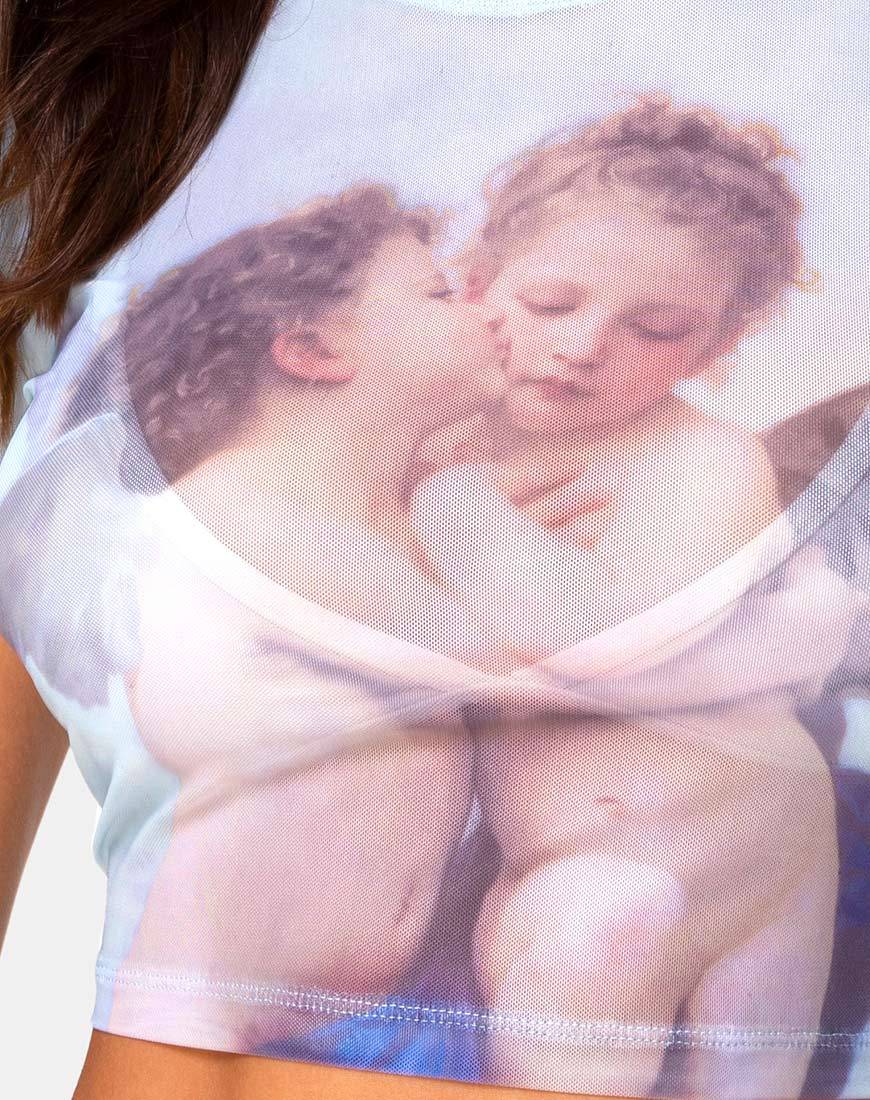 Tiney Crop Top Tee in Cherub Kiss Blau - Image 7